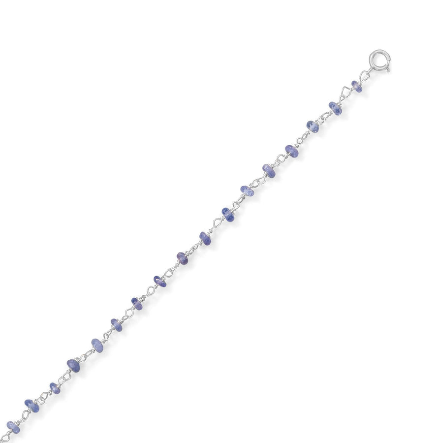 Sterling Silver anklet with lavender tanzanite beads