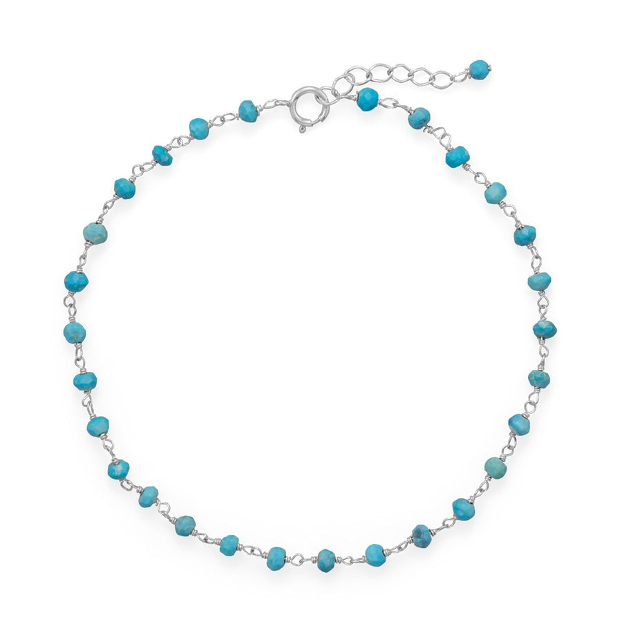 Blue Sea Turquoise Bead Sterling silver anklet