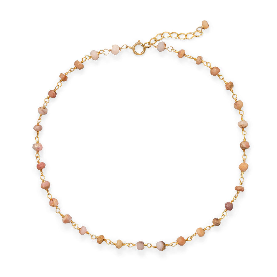 Pink opal bead 14 karat gold filled anklet