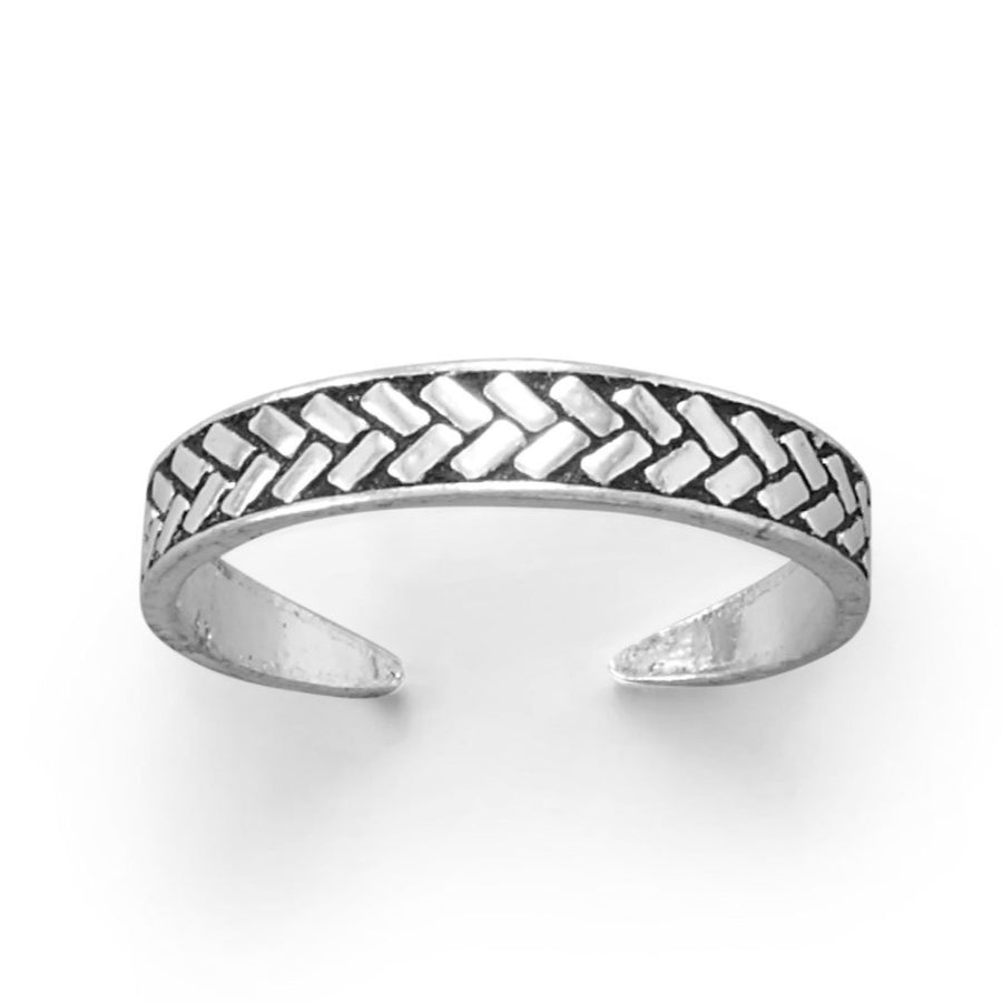Chevron Pattern Sterling Silver Adjustable Size Toe Ring