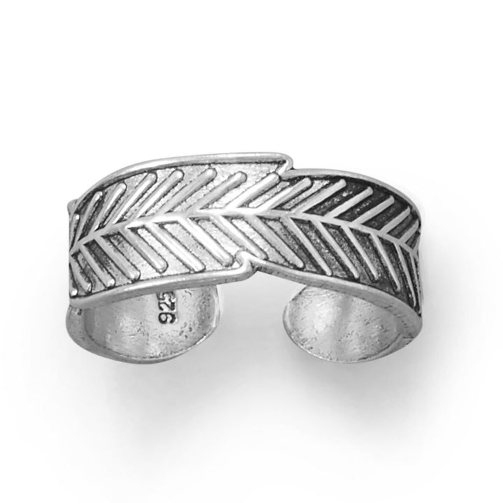 Feather Design Sterling Silver Adjustable Size Toe Ring