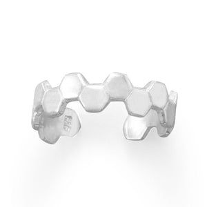 Honeycomb Design Sterling Silver Adjustable Size Toe Ring