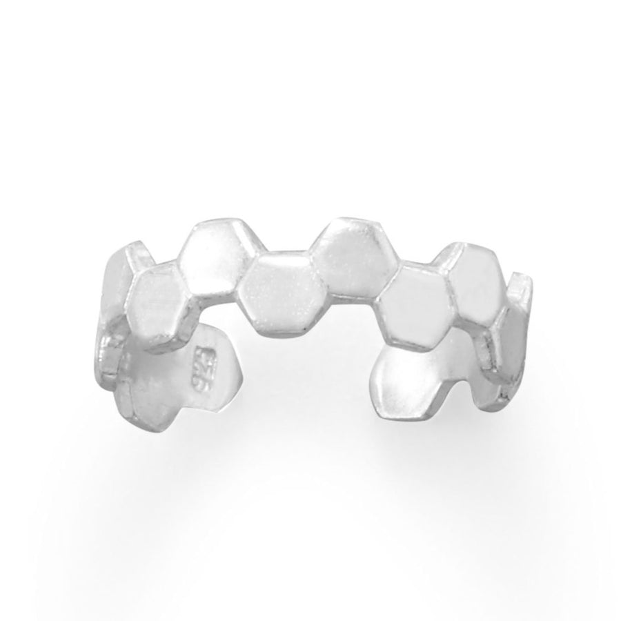 Honeycomb Design Sterling Silver Adjustable Size Toe Ring