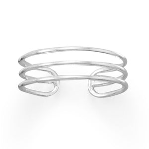 Polished Triple Row Sterling Silver Adjustable Size Toe ring