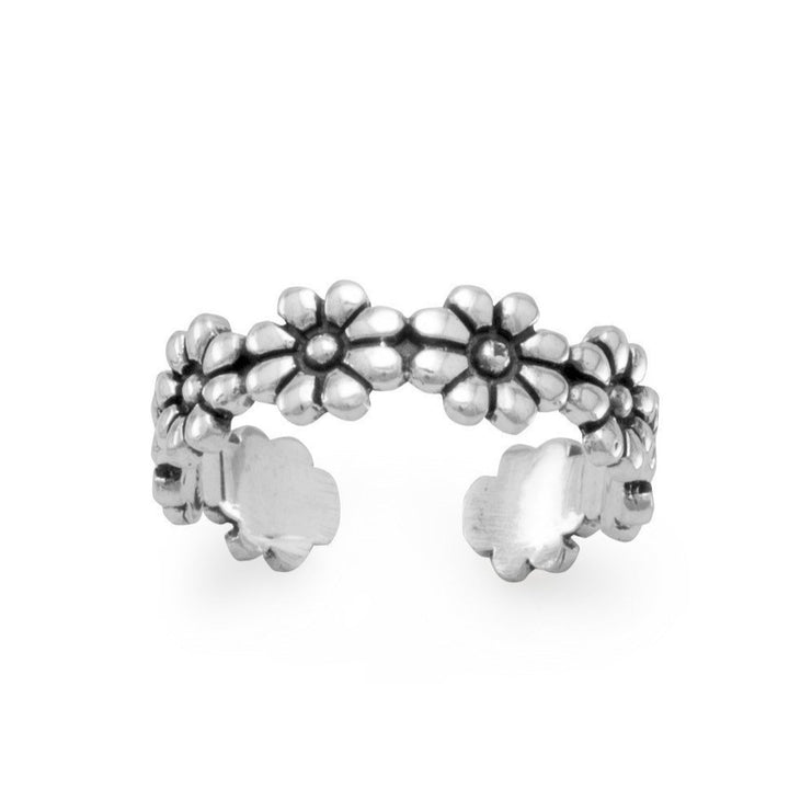 Flower Power Daisy Design Sterling Silver adjustable size toe ring