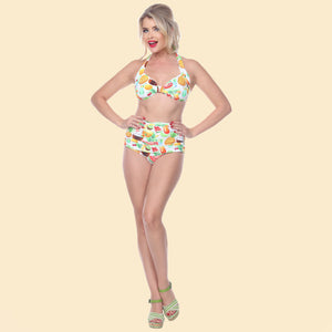Esther Williams High Waist Bikini Set in Happy Hour Fruit and Cocktail Print