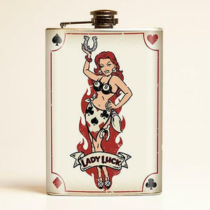 Lady Luck Vintage Style Drinking Flask