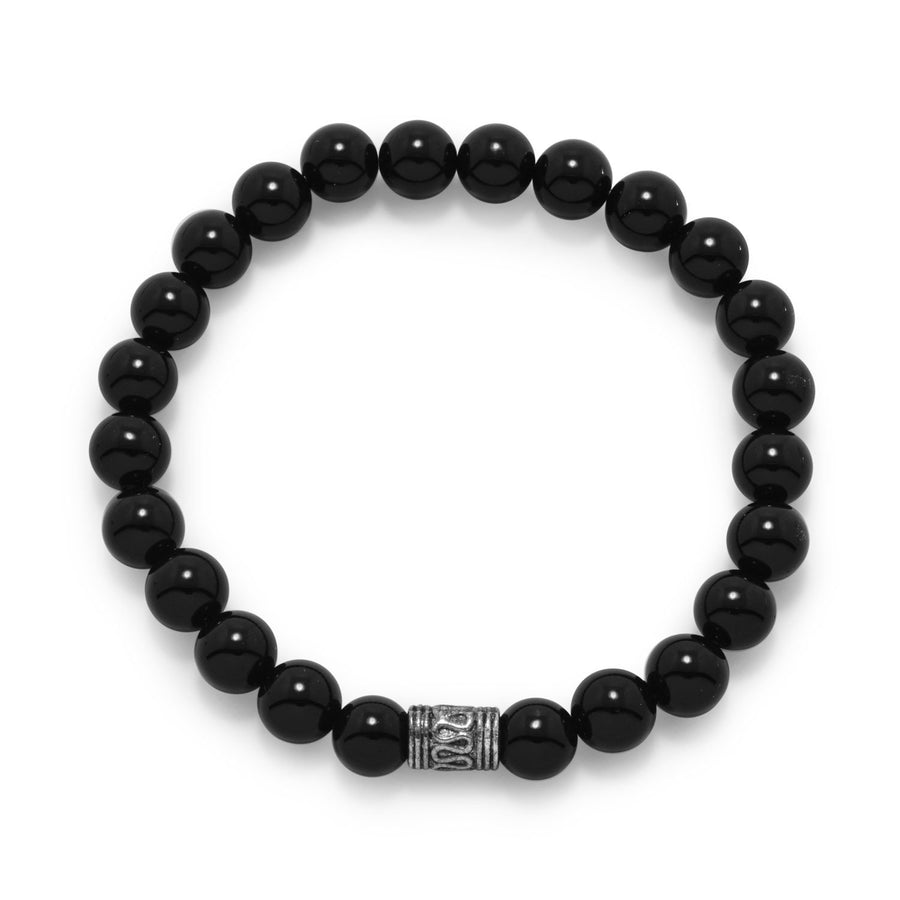 Black Onyx Bead Stackable Stretch Bracelet