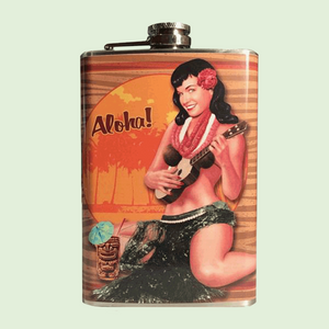 Bettie Page Aloha Tiki Flask
