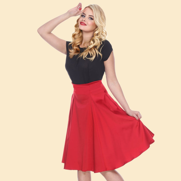 Bettie Page Red Pleated Swing Skirt 