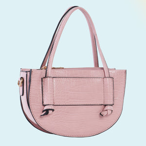Penelope Petite Crocodile Handbag in Pink