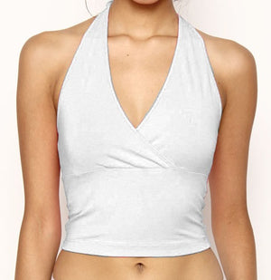 Kinny & Howie Crossover Bust Crop Halter Available in Navy, White & Black
