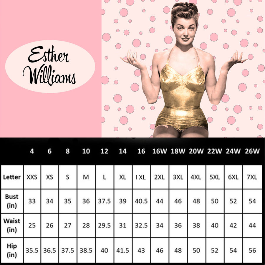 US / UK / EU Sizing Guide for Esther Williams Swimwear
