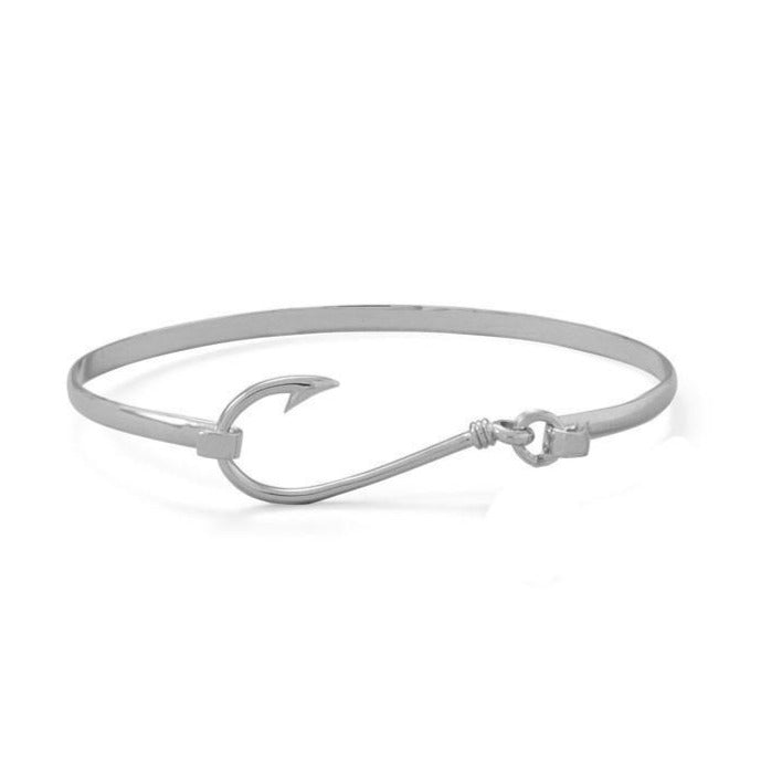 Fish Hook Bangle in Sterling Silver