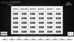 Game of Thrones Season 1 Jeopardy Trivia Game w/ Working Scoreboard