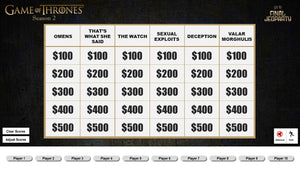 Game of Thrones Season 2 Jeopardy Trivia Game w/ Working Scoreboard
