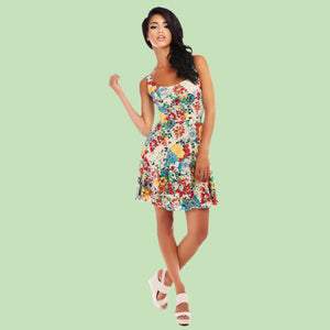Bright and Beautiful 60's Mid-Century Modern Lizzy Floral Sun Dress