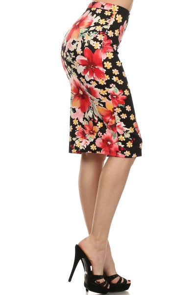 Kinny & Howie Tiki Tropical Viva Las Vegas Floral Print Plus Sizes Pencil Skirt