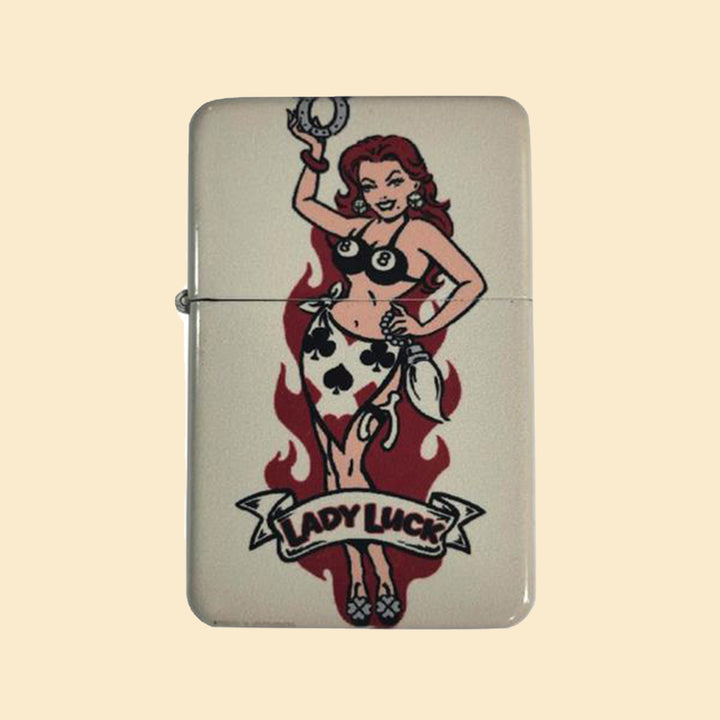 Lady Luck Windproof Lighter with Tin