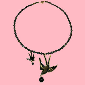 K&H Handmade Swallows Pendent Necklace