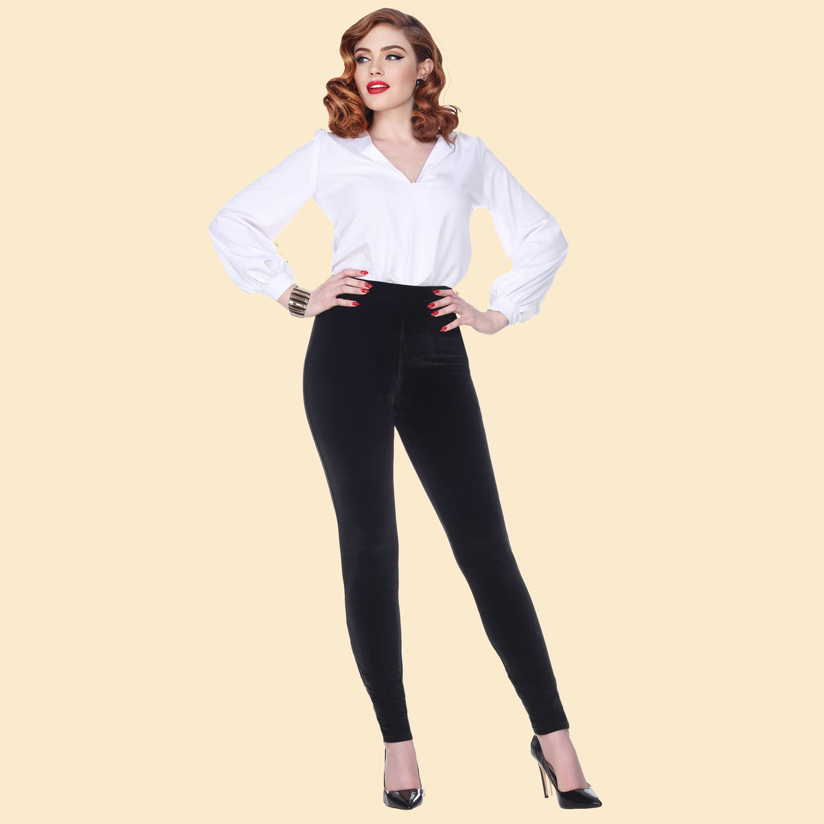 Marina High Waist Stretch Velvet Pant – Kinny & Howie Retro