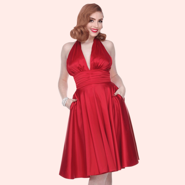 Bettie Page Marilyn Monroe Style Dress in Red