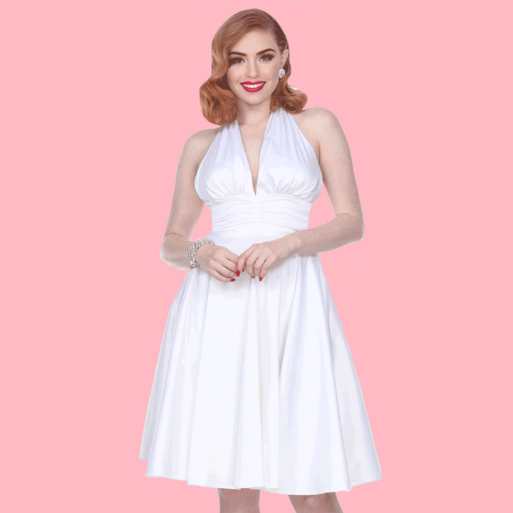 Bettie Page Marilyn Monroe Style Dress in White