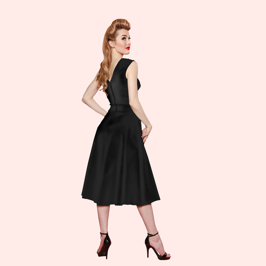 Bettie Page Roman Holiday Dress in Black