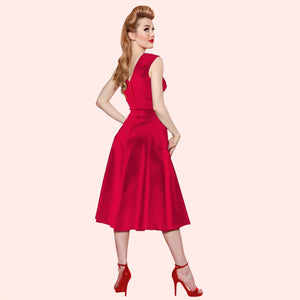 Bettie Page Roman Holiday Dress in Red