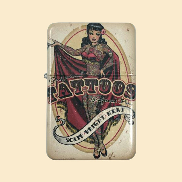 Tattoo Parlor Windproof Lighter with Tin