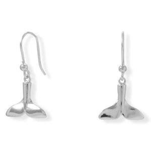 Whale Tail Earrings in Rhodium Plated Sterling Silver