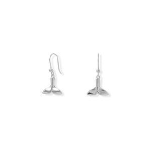 Whale Tail Earrings in Rhodium Plated Sterling Silver