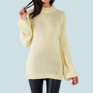 Kinny & Howie Yellow Pullover Oversized Bell Sleeve Sweater